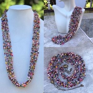 Beaded Necklace,Bohemian Beads, Long Multi Strand